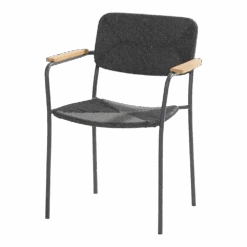 Bora Dining Stoel Met Teak Armleuning - Antraciet