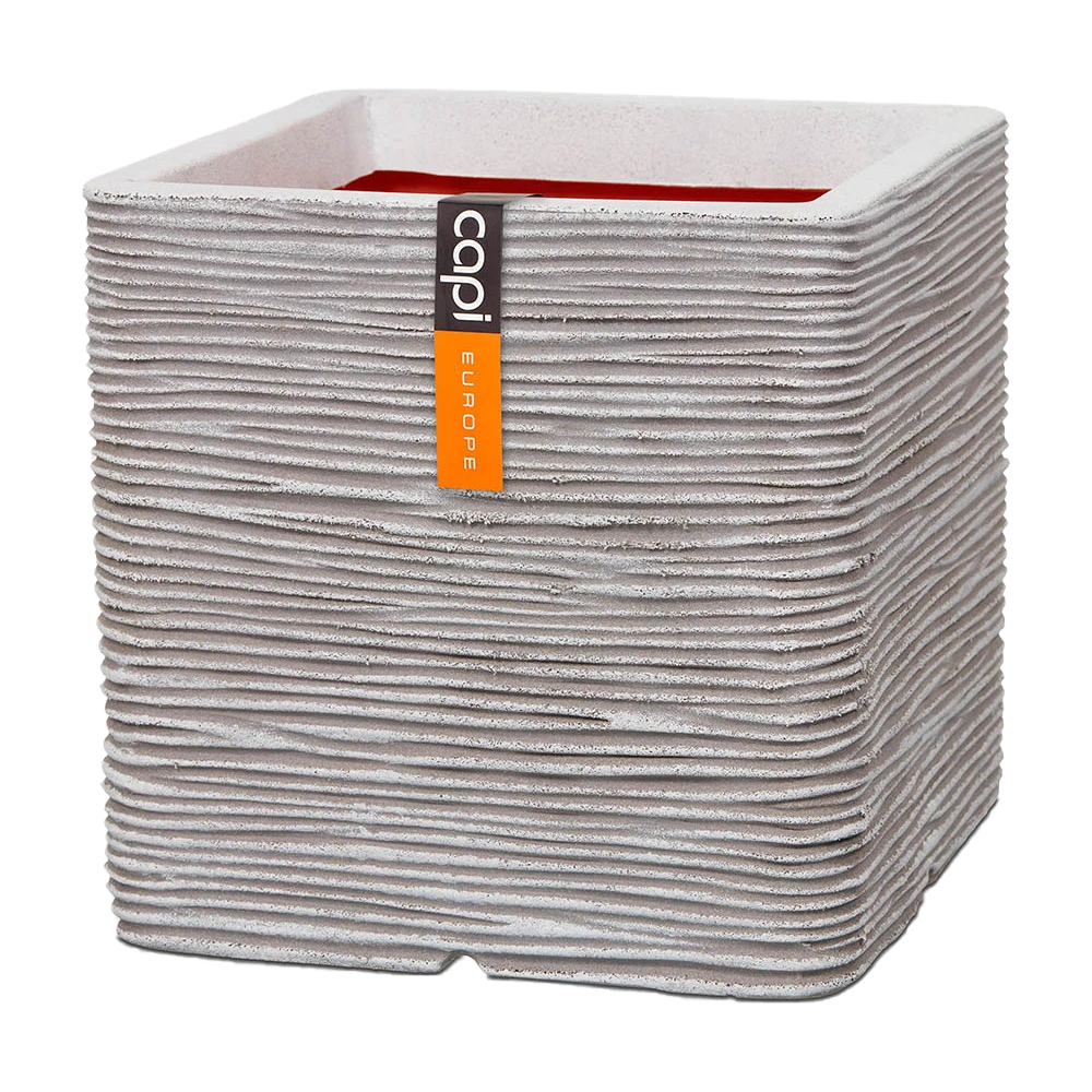 Capi Plantenbak Vierkant Nature Rib NL - L30 X B30 X H30cm - Ivoor