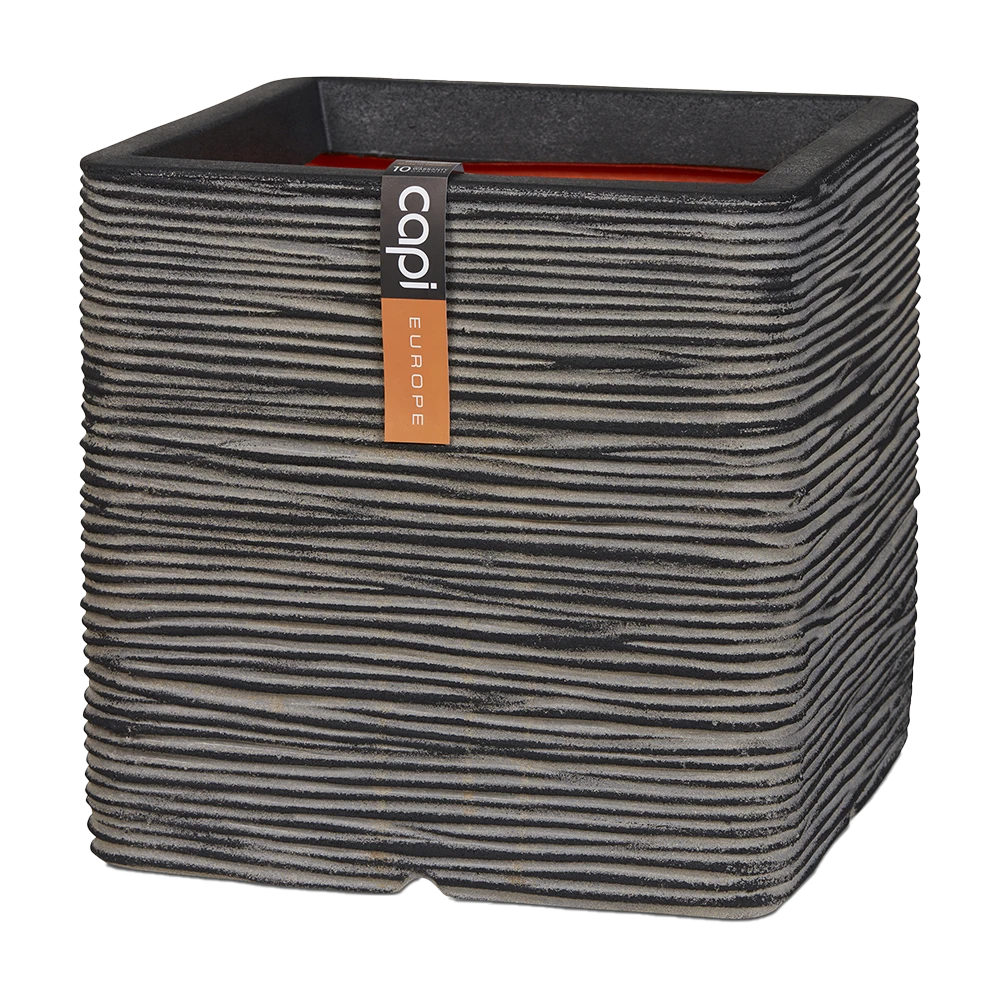 Capi Plantenbak Vierkant Nature Rib NL - L40 X B40 X H40cm - Antraciet
