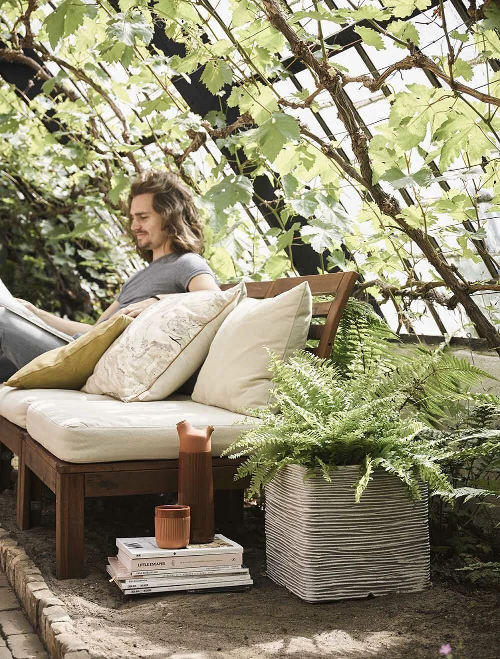 Capi Plantenbak Vierkant Nature Rib NL - L40 X B40 X H40cm - Ivoor - Afbeelding 2