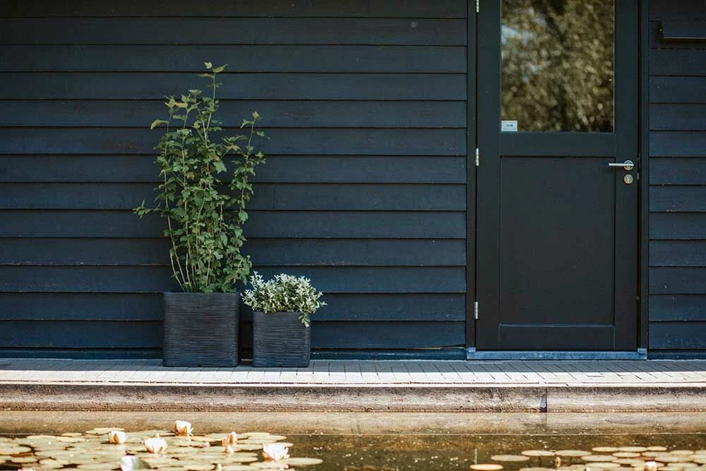 Capi Plantenbak Vierkant Nature Rib NL - L40 X B40 X H40cm - Zwart - Afbeelding 2