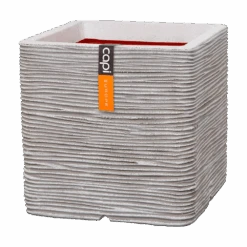 Capi Plantenbak Vierkant Nature Rib NL - L50 X B50 X H50cm - Ivoor