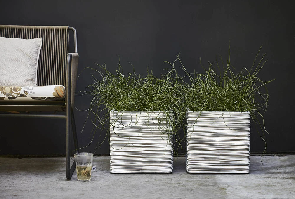 Capi Plantenbak Vierkant Nature Rib NL - L50 X B50 X H50cm - Ivoor - Afbeelding 2