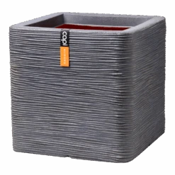Capi Plantenbak Vierkant Nature Rib NL - L30 X B30 X H30cm - Donkergrijs