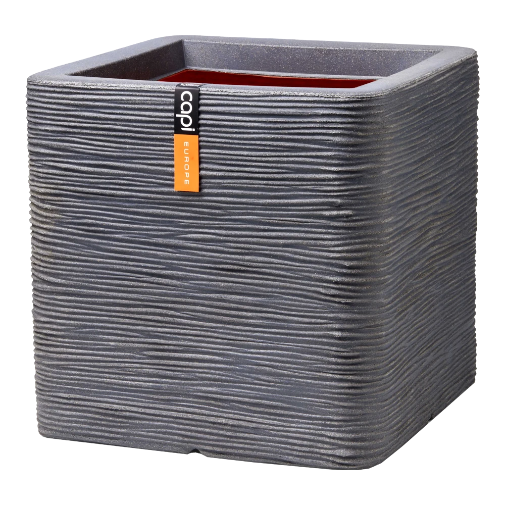 Capi Plantenbak Vierkant Nature Rib NL - L30 X B30 X H30cm - Donkergrijs