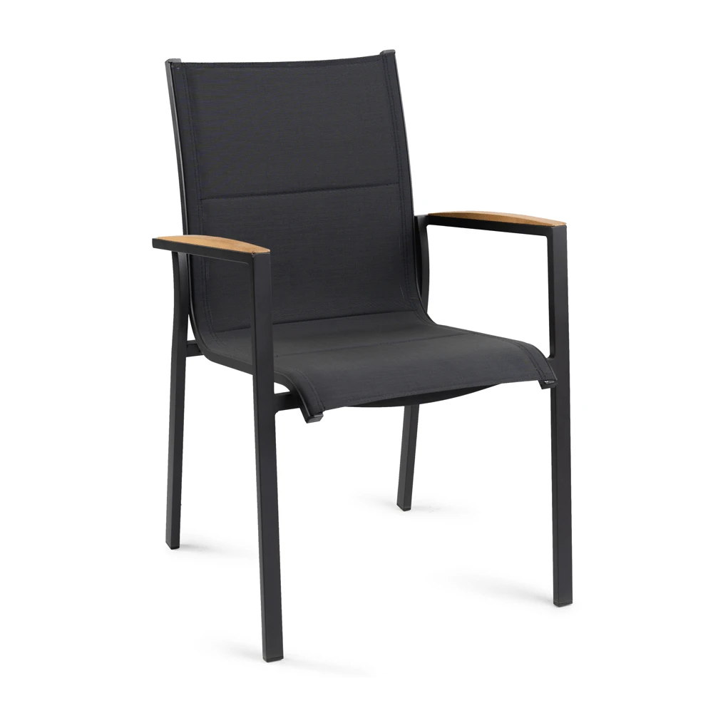 Tuinstoel Foxx - Teak Stapelbare Stoel - Charcoal