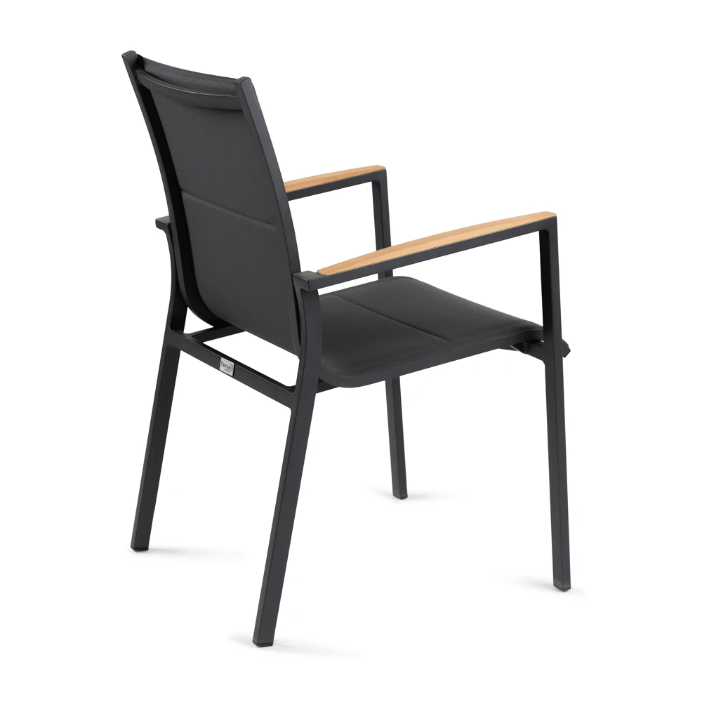 Tuinstoel Foxx - Teak Stapelbare Stoel - Charcoal - Afbeelding 2