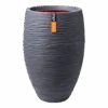 Capi Bloempot Hoog Nature Elegant Deluxe Rib NL - D38 X H58cm - Donkergrijs