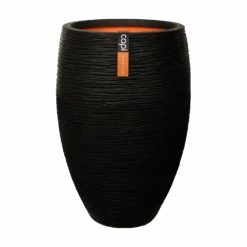Capi Bloempot Hoog Nature Elegant Deluxe Rib NL - D38 X H58cm - Zwart