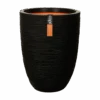 Capi Bloempot Nature Elegant Rib NL - D46 X H58cm - Zwart